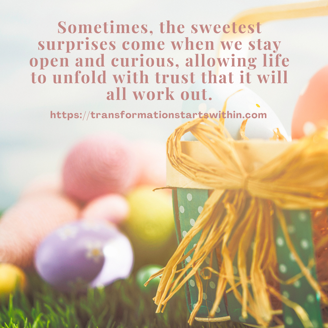 In the background, they coloured Easter eggs on the grass, and the basket was a beautiful straw