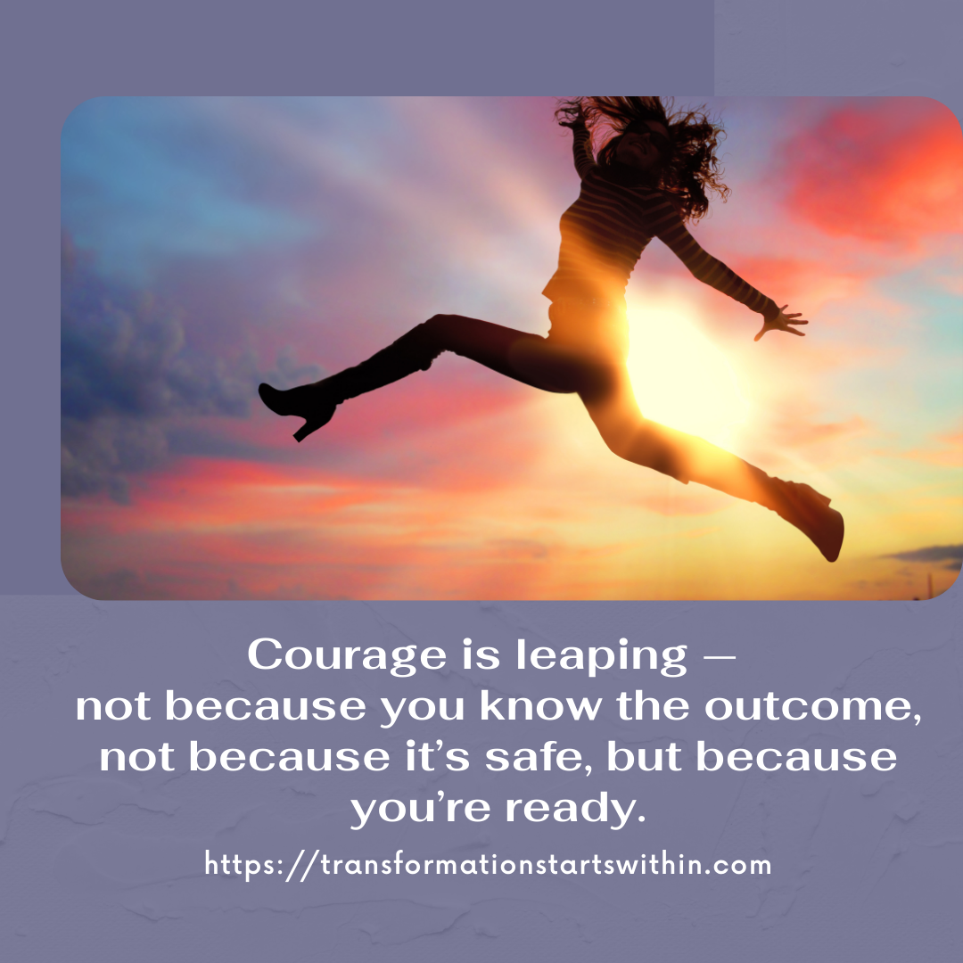 Woman leaping with colored sky behind her