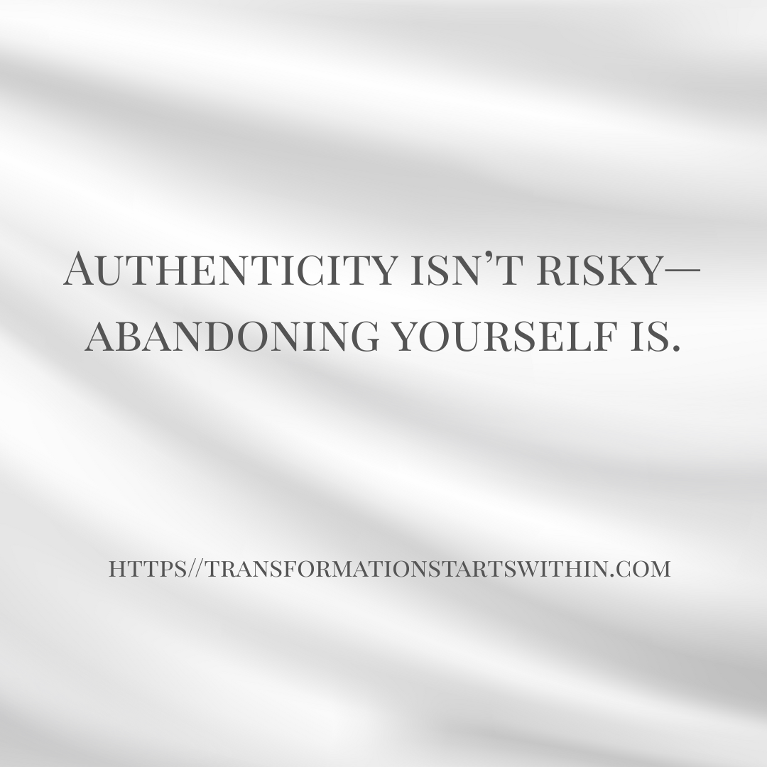White flowing background with the word authenticity isn't risky
